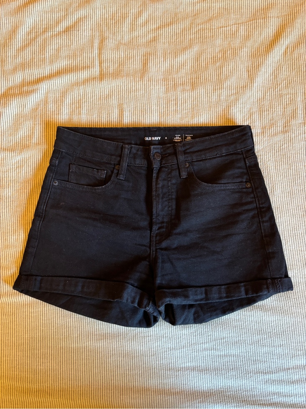 Old Navy Black High-Waist Fold Hem Shorts